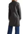 Long Black Leather Coat For Women Back