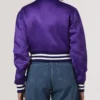 Lunaria Purple Cropped Varsity Jacket Back