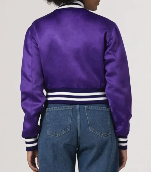 Lunaria Purple Cropped Varsity Jacket Back