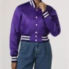 Lunaria Purple Cropped Varsity Jacket Front