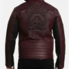Maroon and Black Leather Jacket with Back Skull Art Back