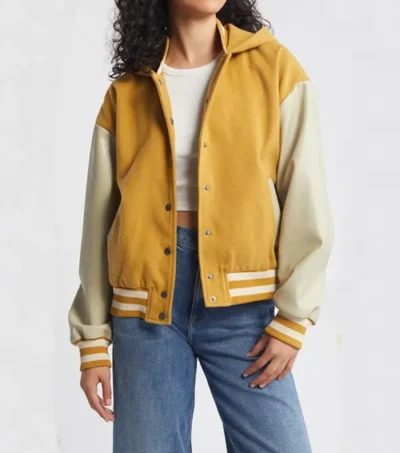 Marvella Mustard Wool Varsity Jacket