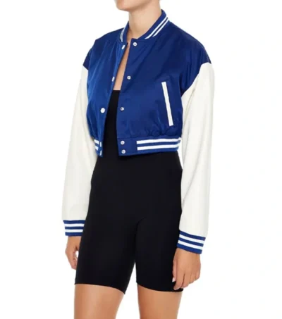 Melvyn Crop Varsity Style Jacket Side Look