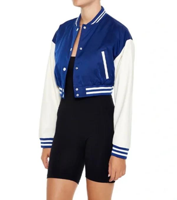 Melvyn Crop Varsity Style Jacket Side Look