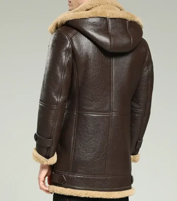 Men B3 Shearling Leather Coat Back