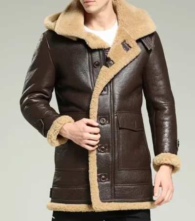 Men B3 Shearling Leather Coat Front