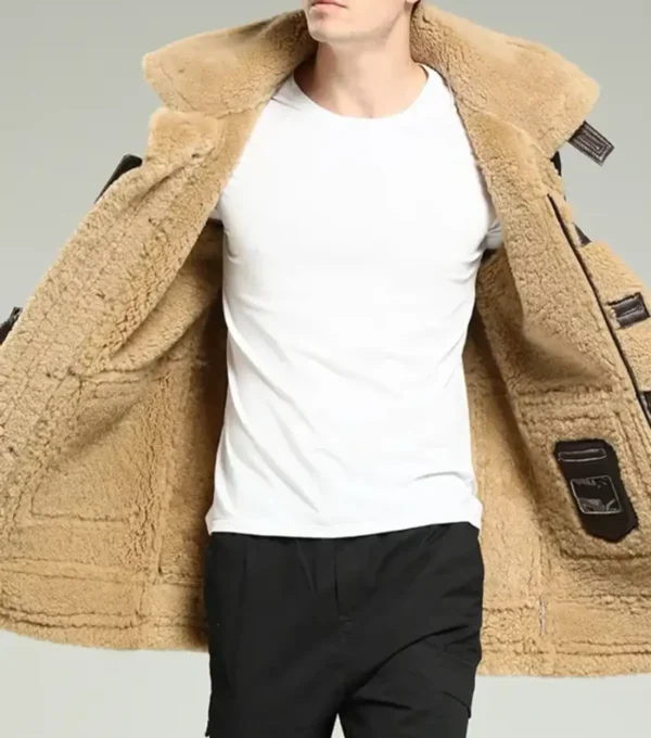Men B3 Shearling Leather Coat Look