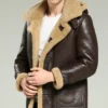 Men B3 Shearling Leather Coat Side Look
