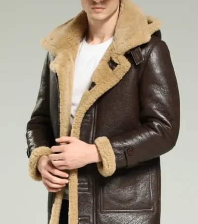 Men B3 Shearling Leather Coat Side Look