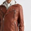 Men Brown Biker Leather Jacket on Sale