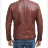 Men Brown Cafe Racer Leather Jacket Back