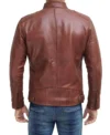 Men Brown Cafe Racer Leather Jacket Back