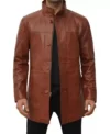 Men Brown Long Leather Coat