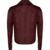 Men Maroon Trucker Leather Jacket Back