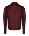 Men Maroon Trucker Leather Jacket Back