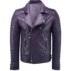 Men Purple Biker Leather Jacket