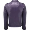 Men Purple Biker Leather Jacket Back
