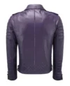 Men Purple Biker Leather Jacket Back