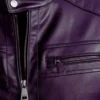 Men Purple Cafe Racer Leather Jacket Front