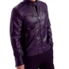 Men Purple Cafe Racer Leather Jacket on Sale