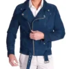 Mens Blue Motorcycle Leather Jacket