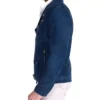 Mens Blue Motorcycle Leather Jacket Side Look