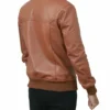 Mens Bomber Style Brown Leather Jacket Back Look