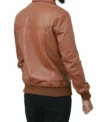 Mens Bomber Style Brown Leather Jacket Back Look