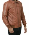 Mens Bomber Style Brown Leather Jacket on Sale