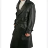 Mens Classic Belted Leather Trench Coat on Sale