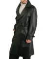 Mens Classic Belted Leather Trench Coat on Sale