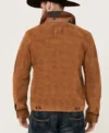 Mens Classic Brown Suede Trucker Jacket Back