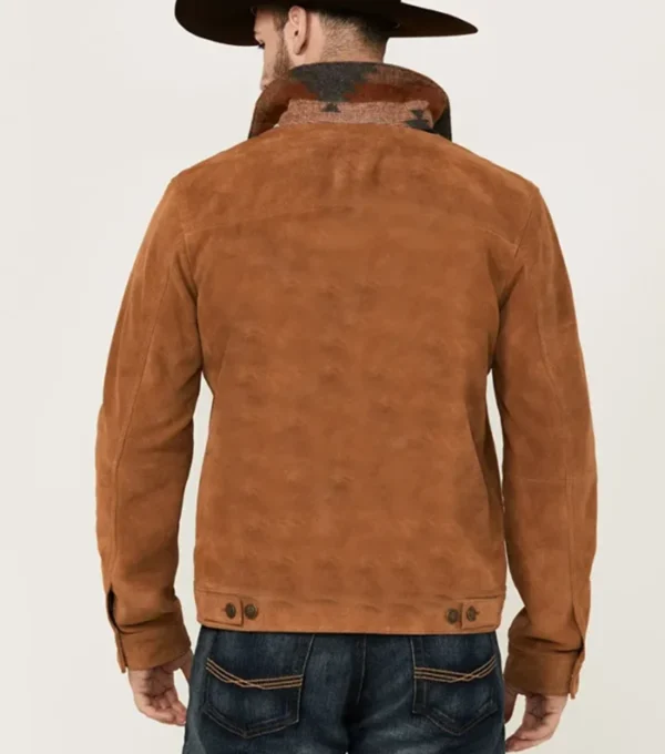 Mens Classic Brown Suede Trucker Jacket Back