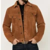 Mens Classic Brown Suede Trucker Jacket Front