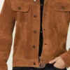 Mens Classic Brown Suede Trucker Jacket Sale