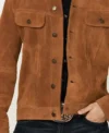 Mens Classic Brown Suede Trucker Jacket Sale