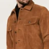 Mens Classic Brown Suede Trucker Jacket on Sale