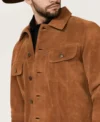 Mens Classic Brown Suede Trucker Jacket on Sale