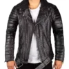 Mens Crocodile Black Leather Biker Jacket