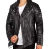Mens Crocodile Black Leather Biker Jacket on Sale
