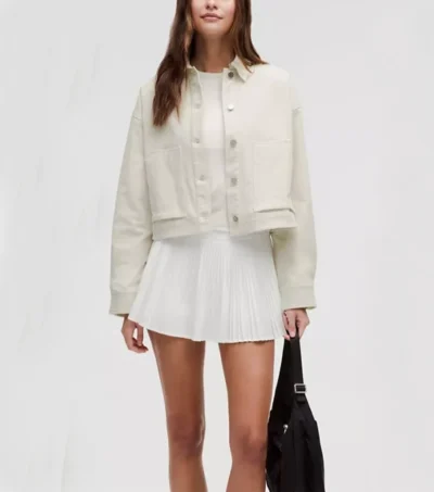 Off White Cropped Corduroy Jacket