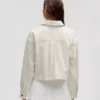 Off White Cropped Corduroy Jacket Back