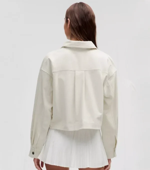 Off White Cropped Corduroy Jacket Back