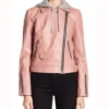 Pink Biker Style Leather Jacket Front