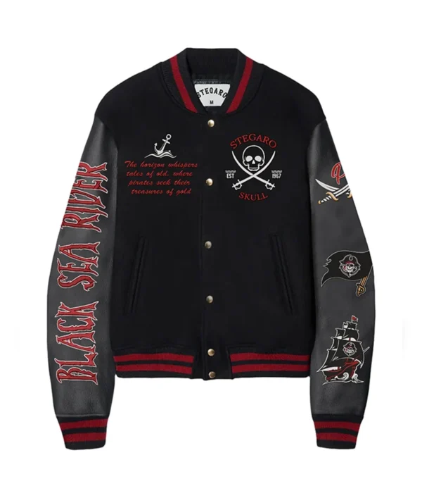 Pirate Sea Rider Black Varsity Jacket