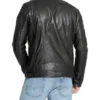 Quilted Shoulder Cafe Racer Jacket Black Leather Back