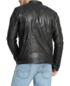 Quilted Shoulder Cafe Racer Jacket Black Leather Back
