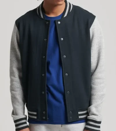 Ralvyn Black Wool Varsity with Grey Sleeves Jacket