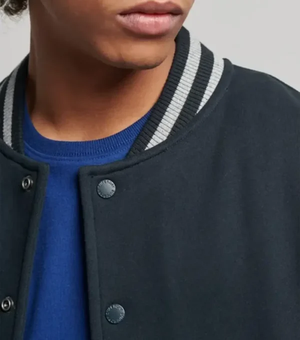 Ralvyn Black Wool Varsity with Grey Sleeves Jacket Front