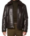Raveston Dark Brown Leather Zipper with Fur Collar Jacket Front